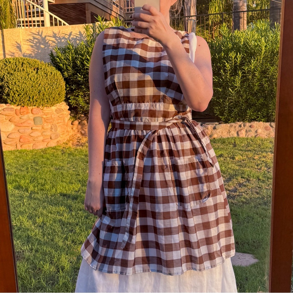Brown and White Checkered apron